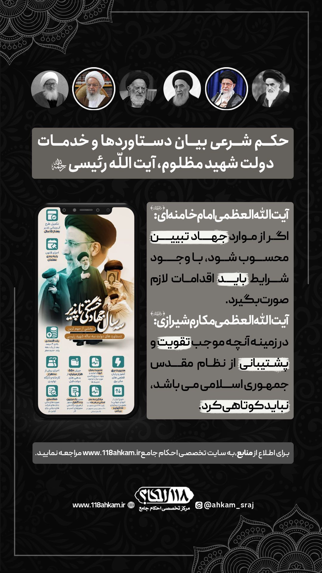 حکم شرعی بیان دستاوردها و خدمات دولت شهید مظلوم، آیت اللّه رئیسی (رحمه الله علیه)